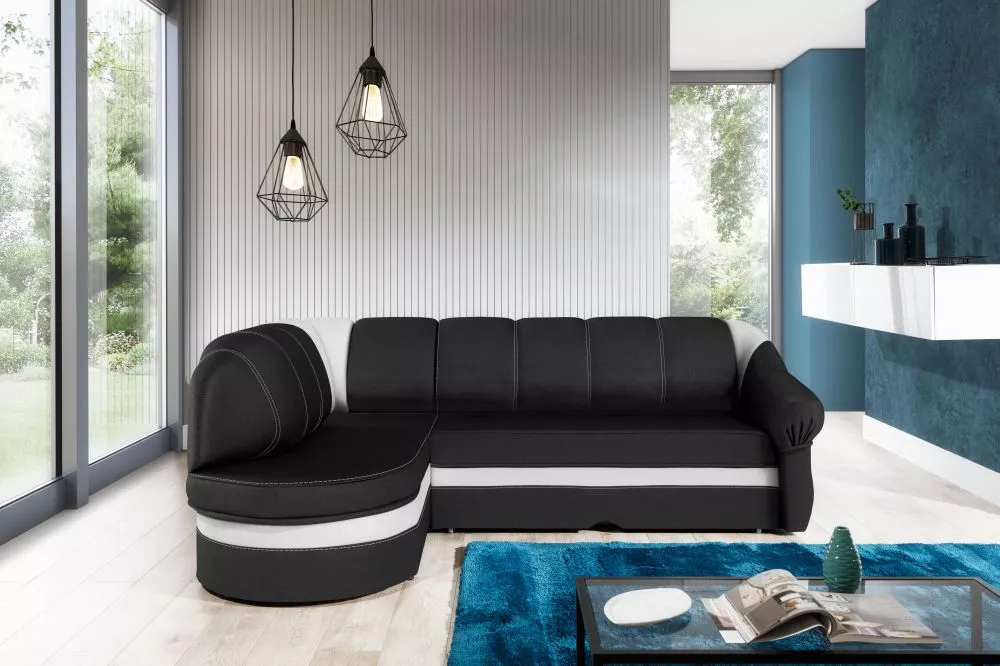Dīvāns Benano Lux standard · Melns + balts · 180 × 250 × 85 cm