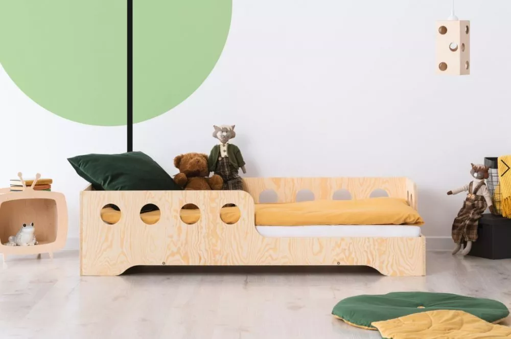 Bērnu gulta Kiki 5-P ar stelāžu Puse: labā, Guļamvietas platums: 90 cm, Guļamvietas garums: 180 cm, · Priede · 93 × 183 