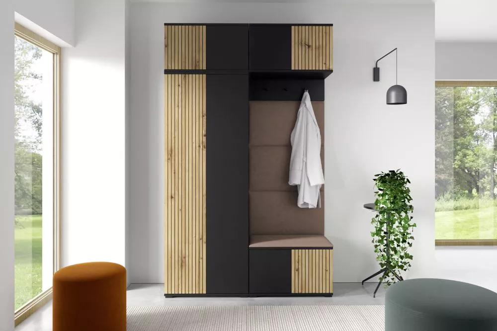 Apavu plaukts Ross 3 Trinity Korpusa krāsa: melns + ozols artisan, · 140 × 225 × 40 cm
