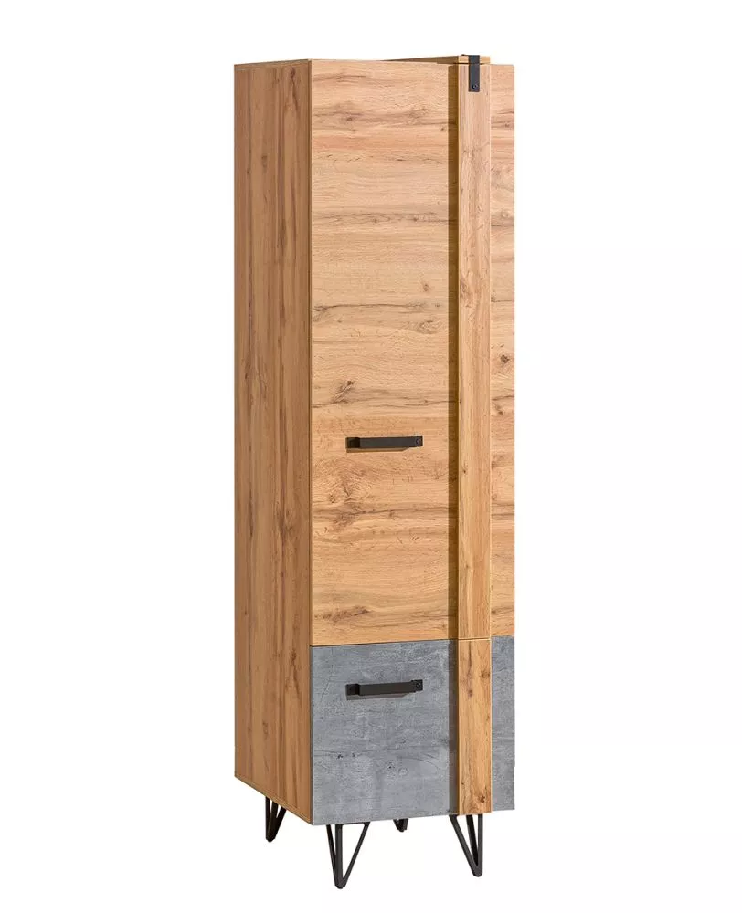 Grāmatu skapis Lofter LO2 Korpusa krāsa: ozols votāns, Elementu krāsa: betons, · 45 × 55 × 187 cm
