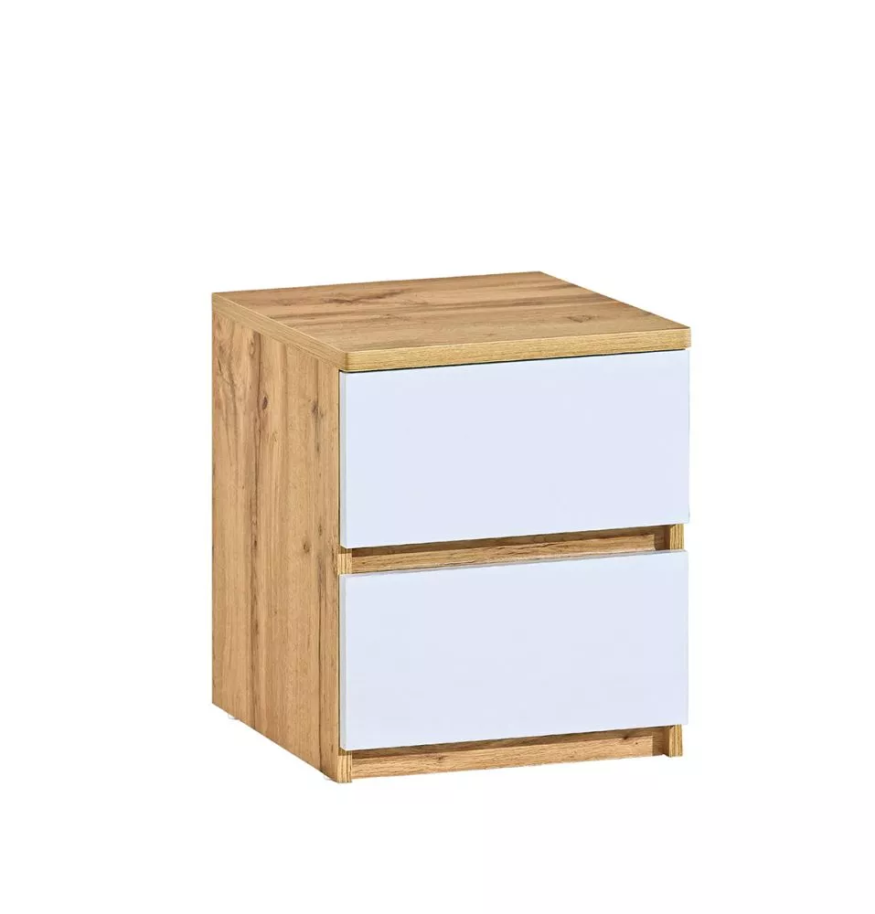 Naktsgaldiņš Arca AR10 Korpusa krāsa: ozols votāns, Elementu krāsa: balts, · 40 × 40 × 49 cm