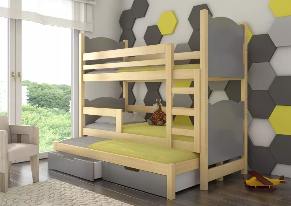 Bērnu gulta Leticia ar stelāžām Kāpņu puse: Pa labi, Guļamvietas platums: 75 cm, Guļamvietas garums: 180 cm, · 81 × 188 