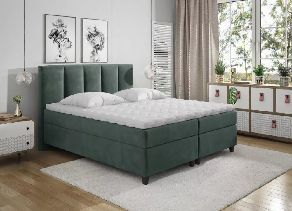 Gulta Arizona Boxspring Standard Guļamvietas platums: 180 cm, Guļamvietas garums: 200 cm, · Zaļš · 180 × 215 × 116 cm