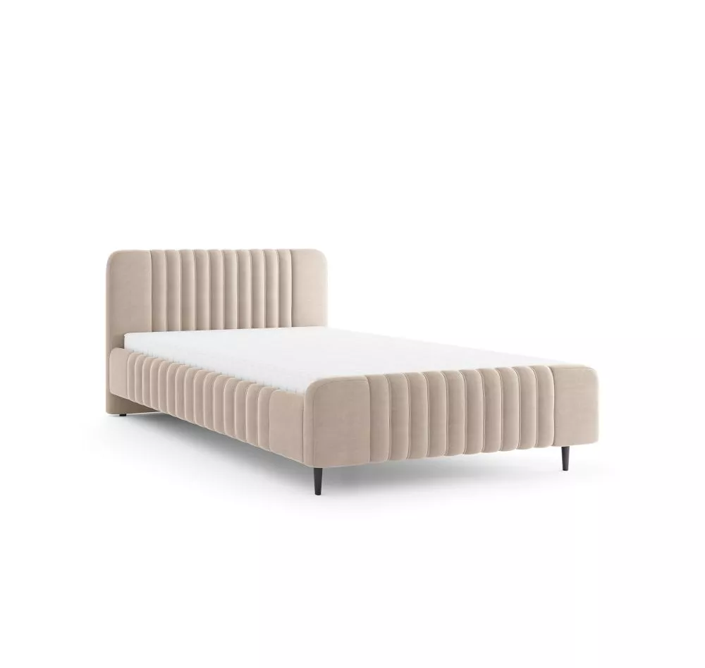 Gulta Aurena AU12 ar stelāžām Guļamvietas platums: 120 cm, Guļamvietas garums: 200 cm, stelāžas tips: koka, · Gaiši bēšs