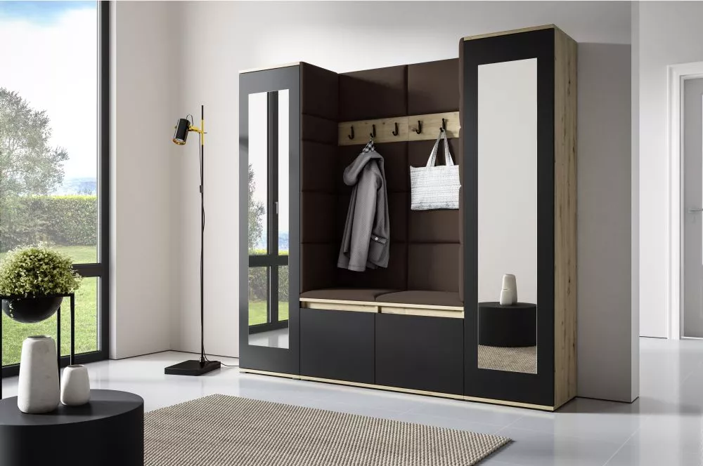 Apavu plaukts Emi 31 Trinity Korpusa krāsa: ozols artisan + melns, · 190 × 185 × 40 cm