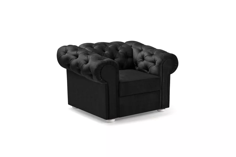 Mīksts krēsls Valentino 1S Standard Sēdvietas dziļums: 56 cm, · Melna · 112 × 92 × 82 cm