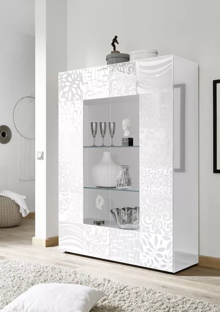 Sekcija Miro 06 ar LED · Balts · 121 × 43 × 166 cm