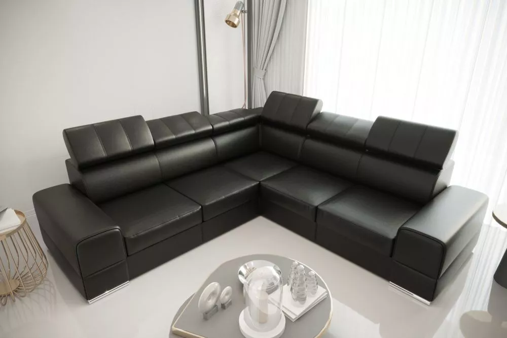 Dīvāns Royal Max Standard · Melns · 286 × 286 × 79 cm