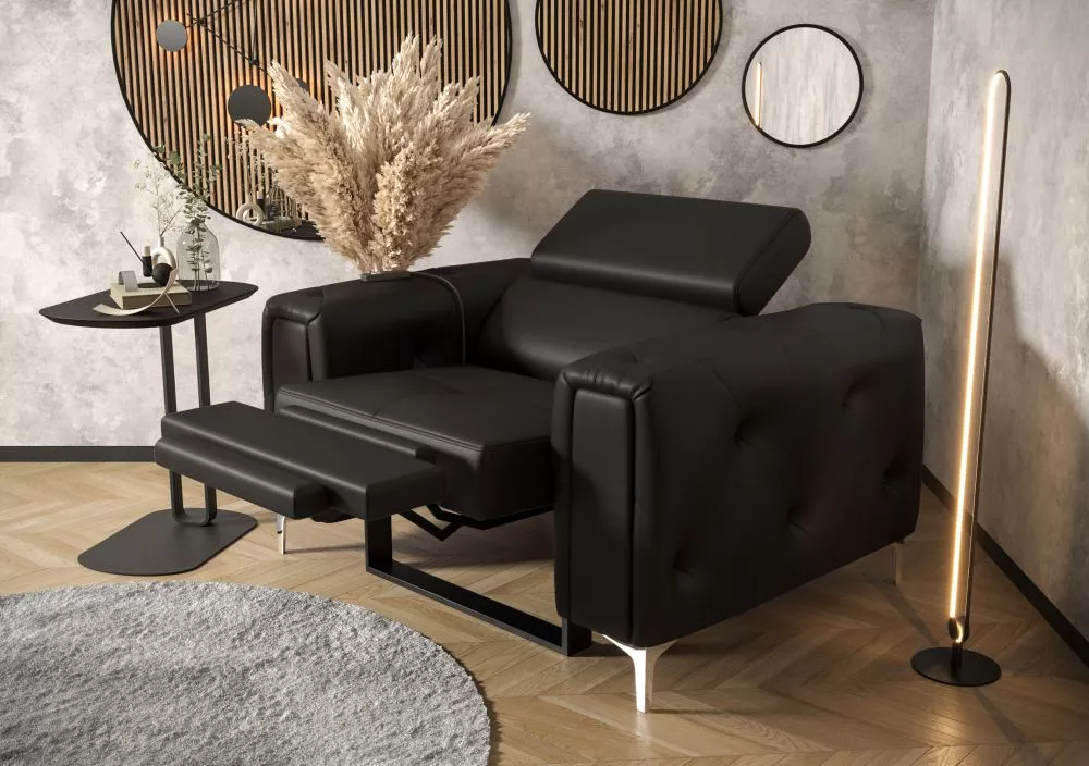 Mīksts krēsls Orion 1S Relax standard Sēdvietas dziļums: 56 cm, · Melns · 110 × 97 × 78 cm