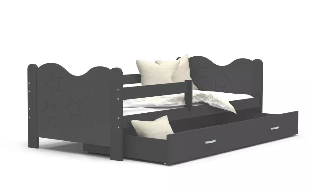 Bērnu gulta Mikolaj MDF 80x190 ar stelāžu Guļamvietas platums: 80 cm, Guļamvietas garums: 190 cm, · 86 × 194 × 62 cm