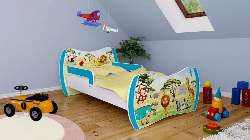 Bērnu gulta Dream L01 140x70 DM33 ar stelāžu Guļamvietas platums: 70 cm, Guļamvietas garums: 140 cm, · 94 × 144 × 71 cm