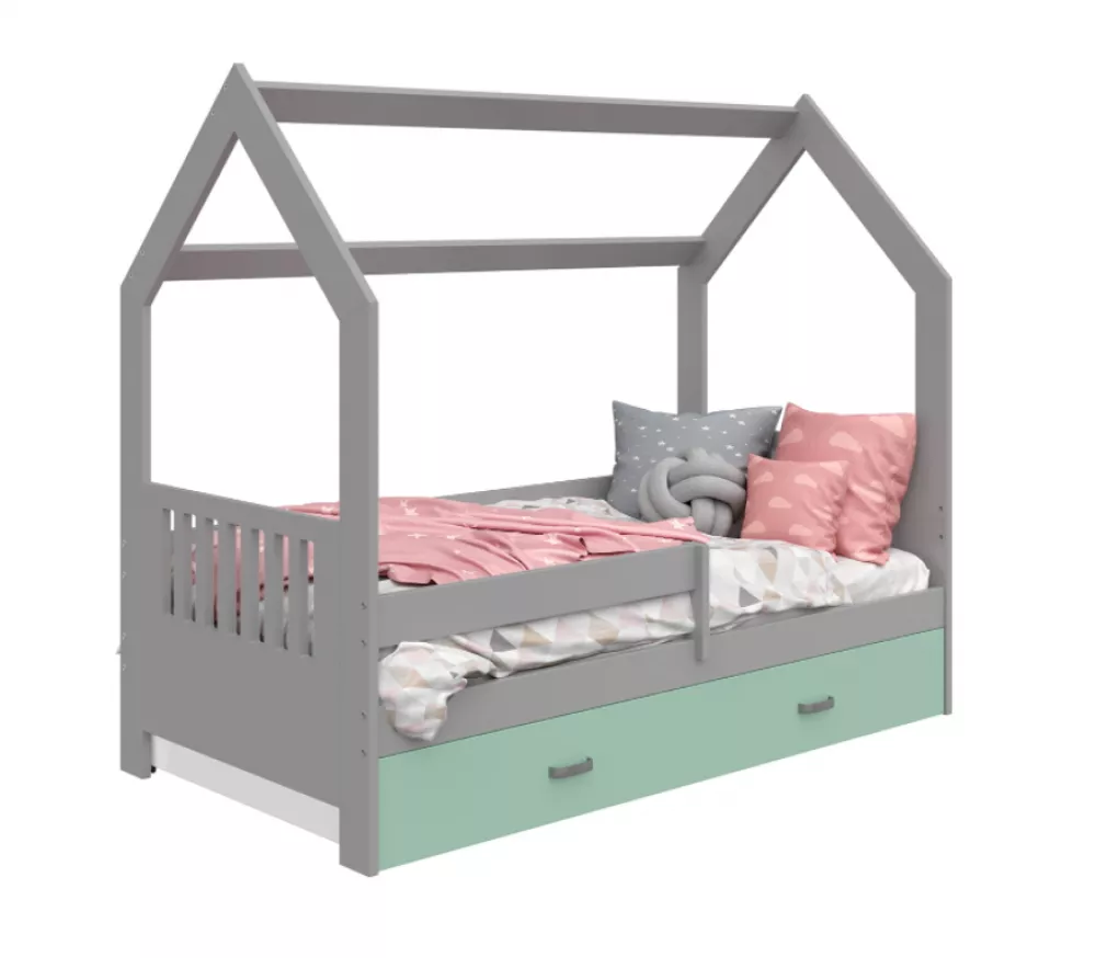 Bērnu gulta Domek D3-E ar stelāžu Guļamvietas platums: 80 cm, Guļamvietas garums: 160 cm, · 87 × 164 × 144 cm