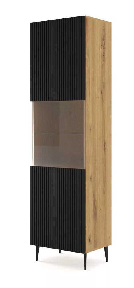 Sekcija Ravenna B Black W1DS ar LED Korpusa krāsa: ozols artisan, · 59.6 × 41.8 × 215 cm