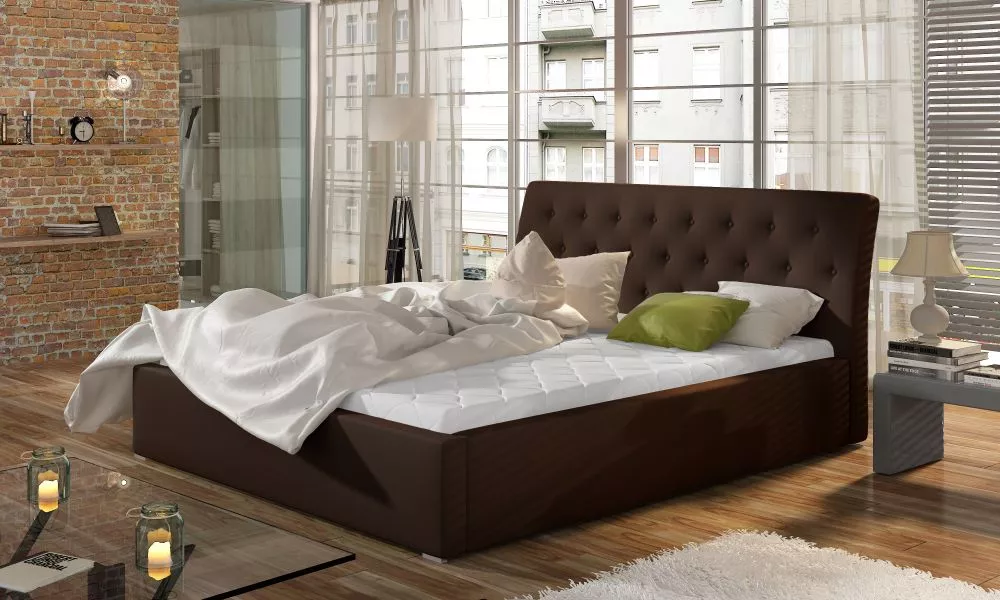 Gulta Milano standard ar stelāžu Guļamvietas platums: 180 cm, Guļamvietas garums: 200 cm, stelāžas tips: metāla, · Brūns