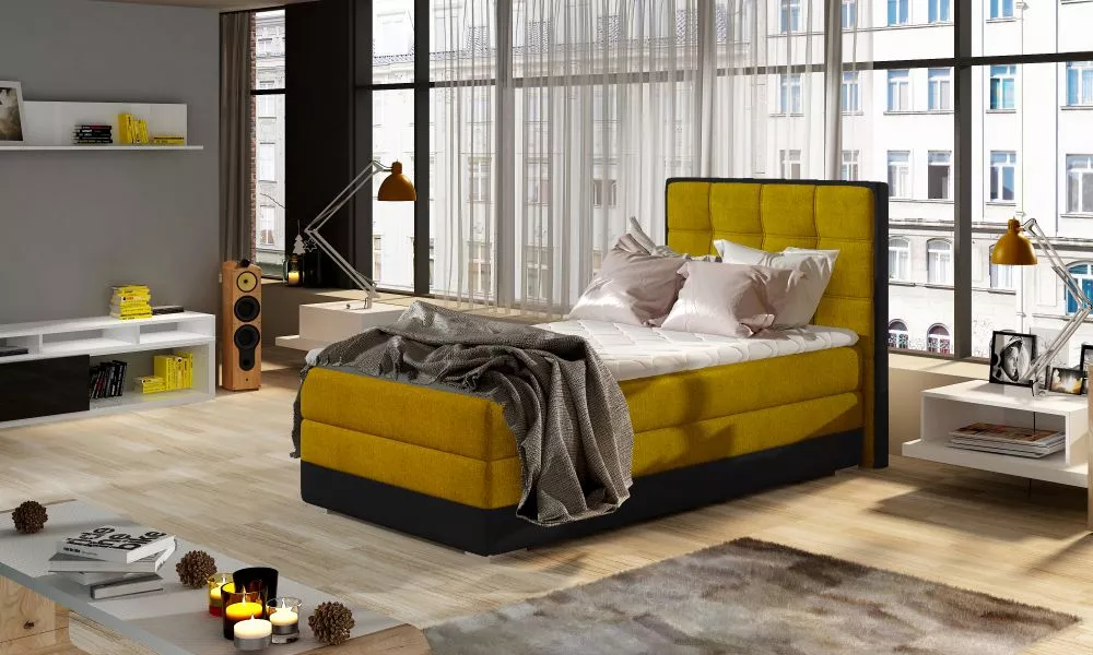Gulta Aster 90x200 Boxspring standard Guļamvietas platums: 90 cm, Guļamvietas garums: 200 cm, · Dzeltens + melns · 95 × 