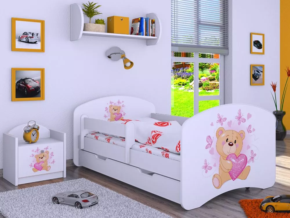 Bērnu gulta Happy L04 Zakochany Mis 160x80 ar stelāžu Guļamvietas platums: 80 cm, Guļamvietas garums: 160 cm, · 92 × 164