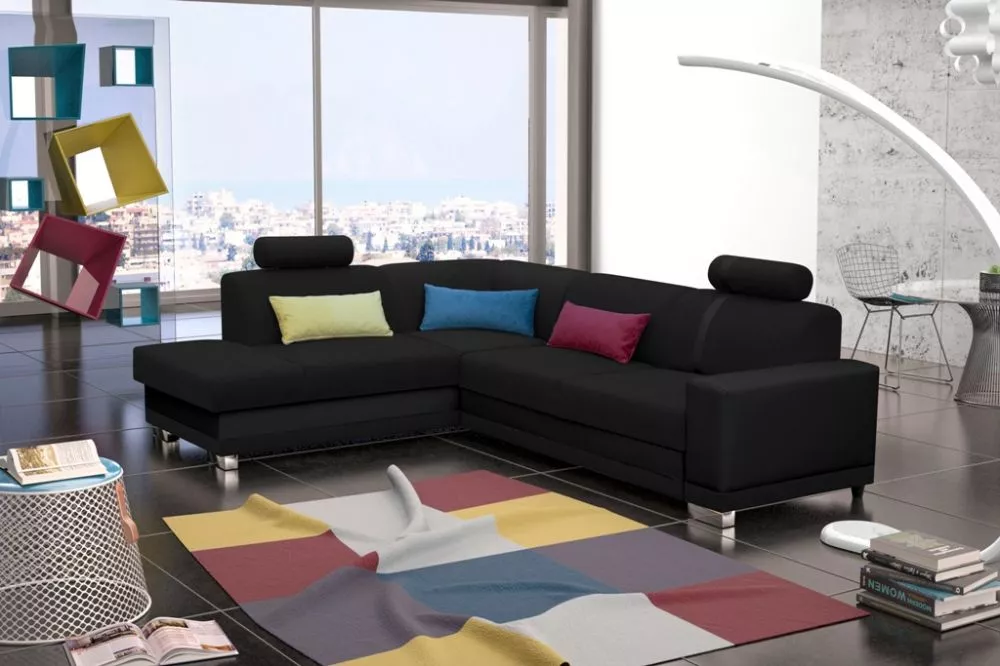Dīvāns Veratti Standard · Melns · 211 × 262 × 77 cm