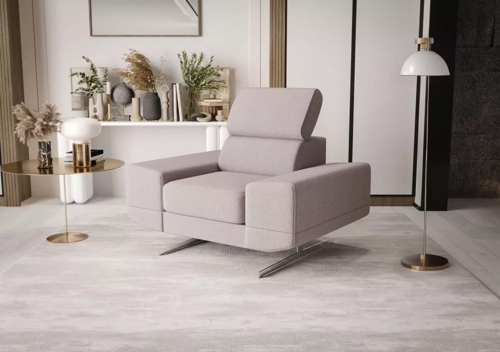 Mīksts krēsls Milano F standard Sēdvietas dziļums: 56 cm, · Gaiši pelēks · 125 × 95 × 78 cm