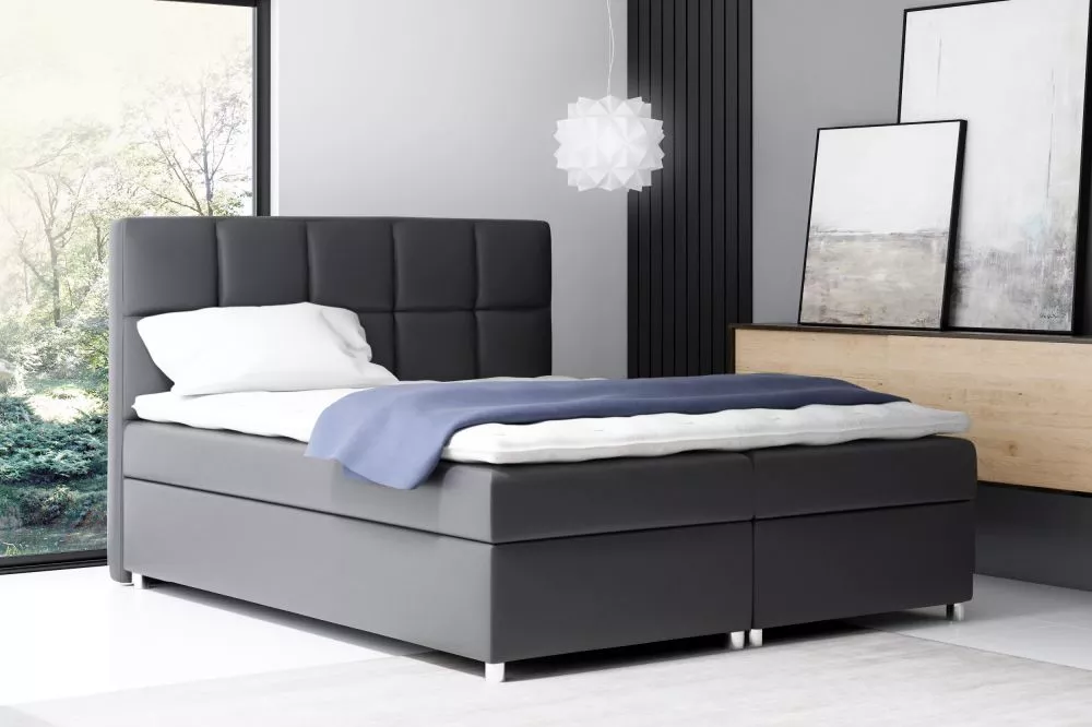 Gulta Napoli 1 Boxspring Standard Guļamvietas platums: 200 cm, Guļamvietas garums: 200 cm, · Grafīts · 200 × 213 × 130 c