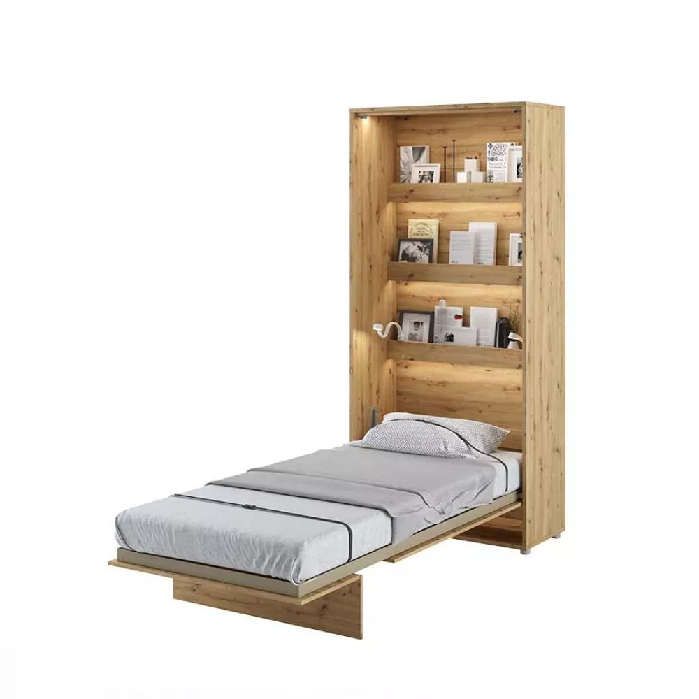 Gulta Basic Concept LED ar stelāžu Guļamvietas platums: 90 cm, Guļamvietas garums: 200 cm, stelāžas tips: koka, · Ozols 