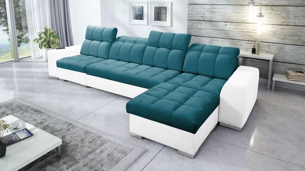 Dīvāns Pagano 12 Premium Standard · Tirkīzs + balts · 179 × 366 × 83 cm