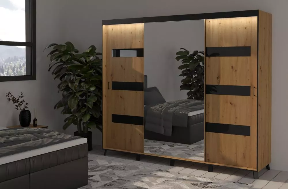 Skapis Tova ar LED · Ozols artisan · 250 × 61 × 215 cm