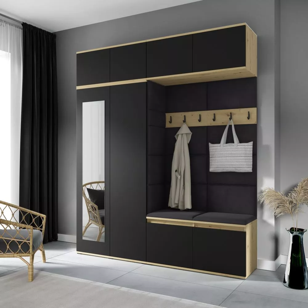 Apavu plaukts Emi 16 Trinity Korpusa krāsa: ozols artisan + melns, · 190 × 225 × 40 cm