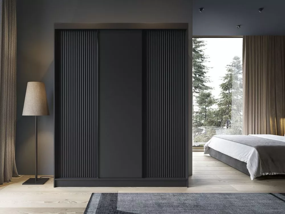 Skapis Prescco · Melns · 180 × 60 × 220 cm