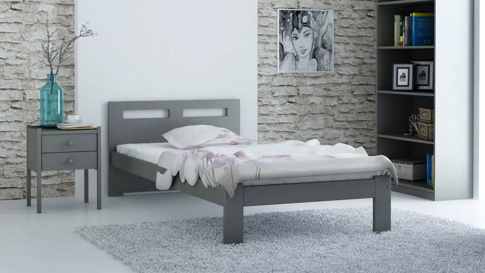 Gulta DMD-1 Magnat ar stelāžu Guļamvietas platums: 90 cm, Guļamvietas garums: 200 cm, · Pelēks · 98 × 206 × 65 cm