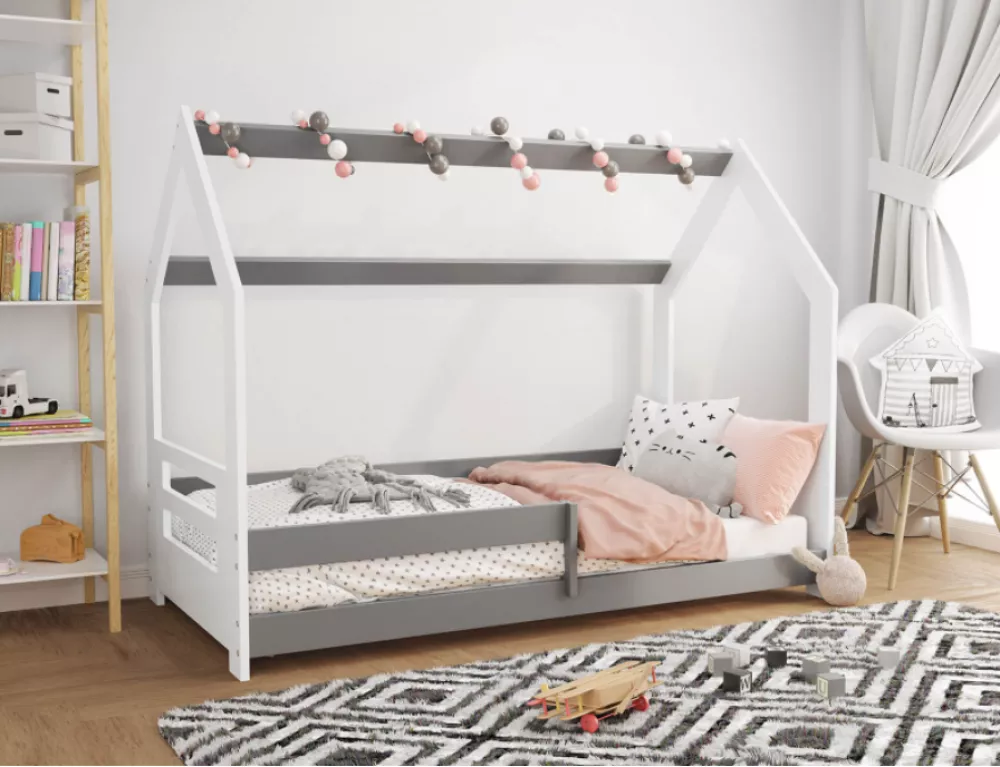Bērnu gulta Domek D5-B ar stelāžu Guļamvietas platums: 80 cm, Guļamvietas garums: 160 cm, · 87 × 164 × 124 cm