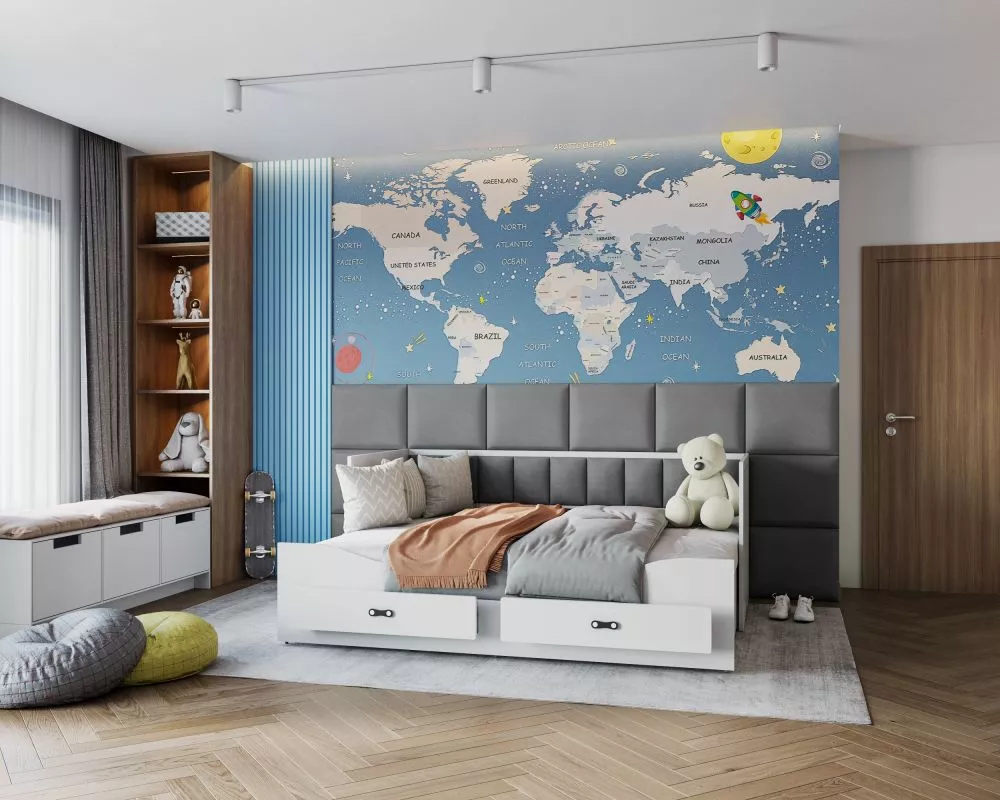 Gulta Hermes Soft ar stelāžu Guļamvietas platums: 81 cm, Korpusa krāsa: balts, Guļamvietas garums: 200 cm, · 87 × 204 × 