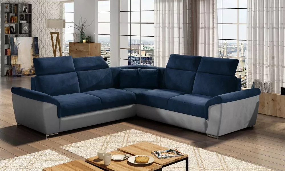 Dīvāns Federico Premium standard · Zils + pelēks · 268 × 268 × 102 cm