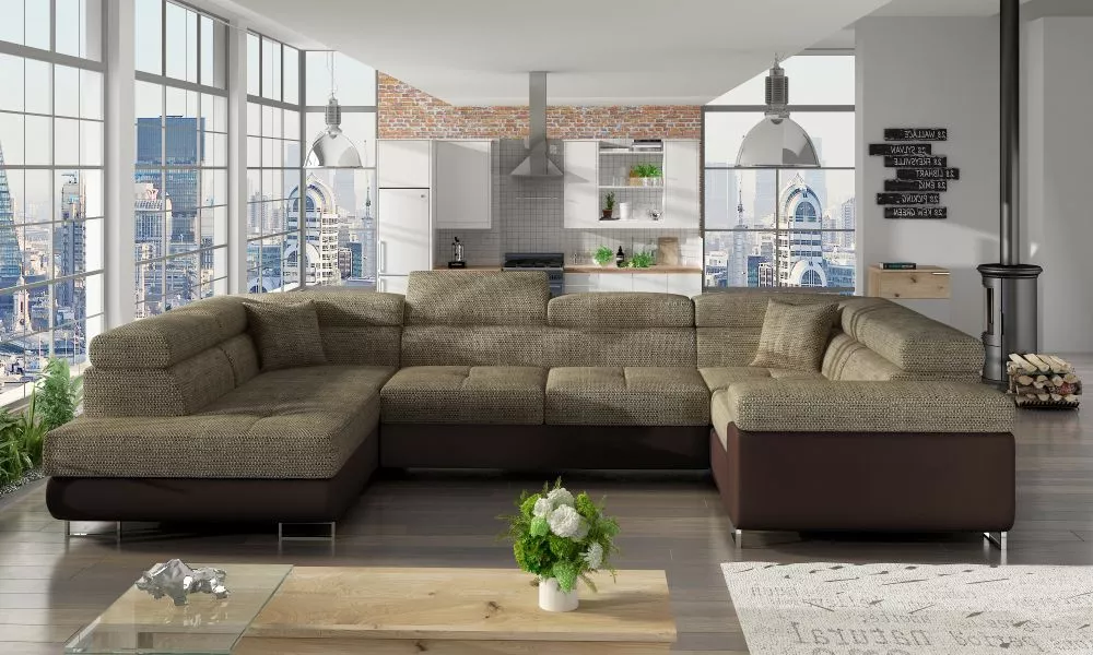 Dīvāns Letto standard · Bēšs + brūns · 202 × 340 × 90 cm