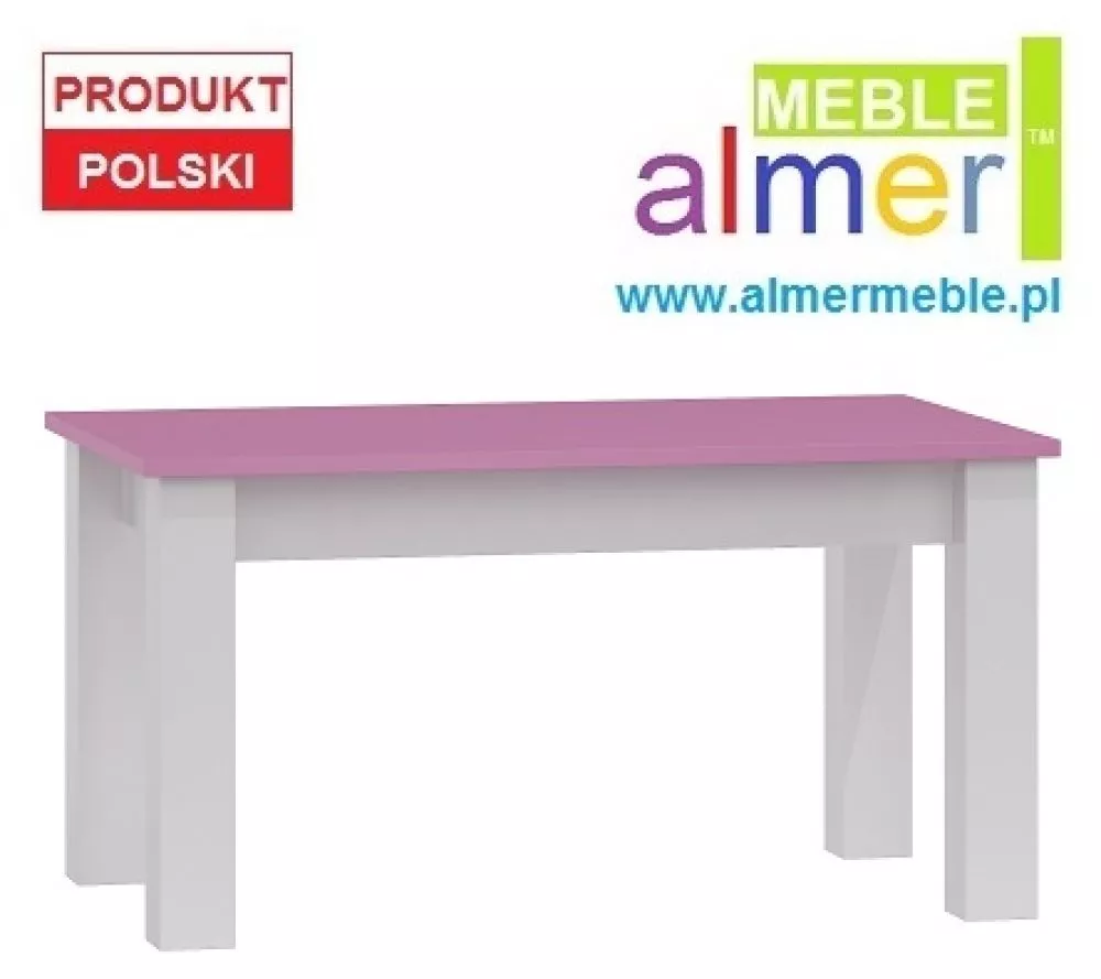 Galdiņš Maja 17 Materiāls: LKSP + finieris + PVH, Korpusa krāsa: balts, Elementu krāsa: rozā, · 110 × 50 × 60 cm