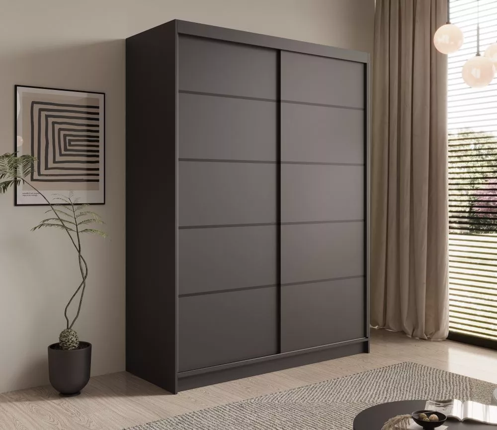 Skapis Calma 150 · Melns · 150 × 58 × 200 cm