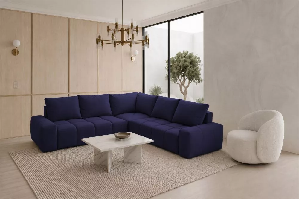 Dīvāns Marcelo 3 Standard · Zils · 255 × 257 × 83 cm