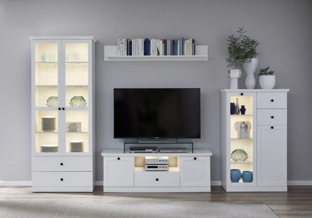 Sekcija Baxter Set 01 ar LED · Balts · 320 × 41 × 196 cm