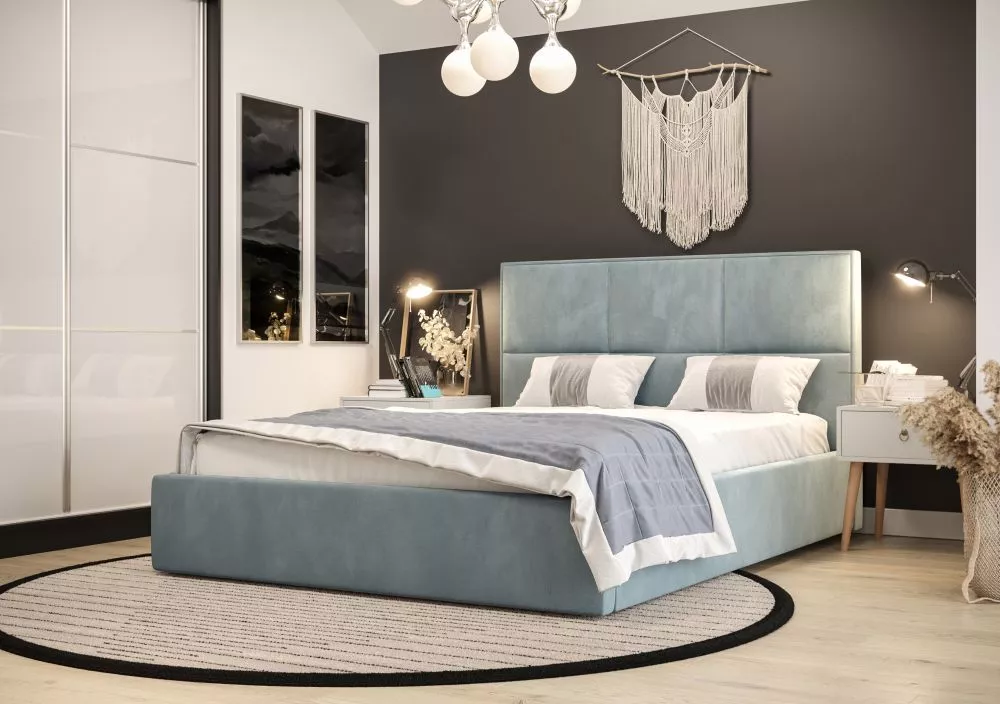Gulta Elga Standard ar stelāžu Guļamvietas platums: 160 cm, Guļamvietas garums: 200 cm, stelāžas tips: koka, · Gaiši zil