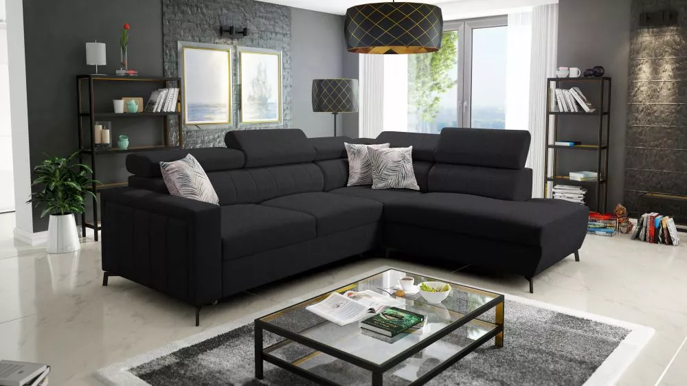 Dīvāns Baltico 3 Maxi Premium Standard · Melns · 224 × 275 × 83 cm