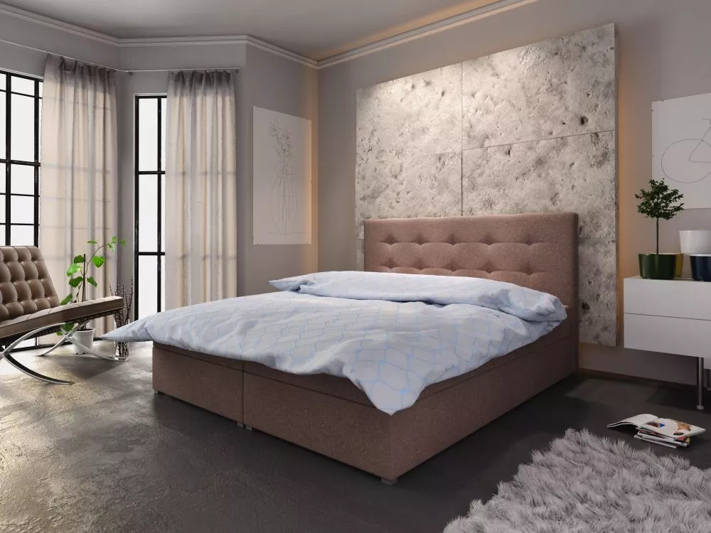 Gulta Fado 1 Boxspring Standard Guļamvietas platums: 160 cm, Guļamvietas garums: 200 cm, · Brūns · 165 × 208 × 106 cm