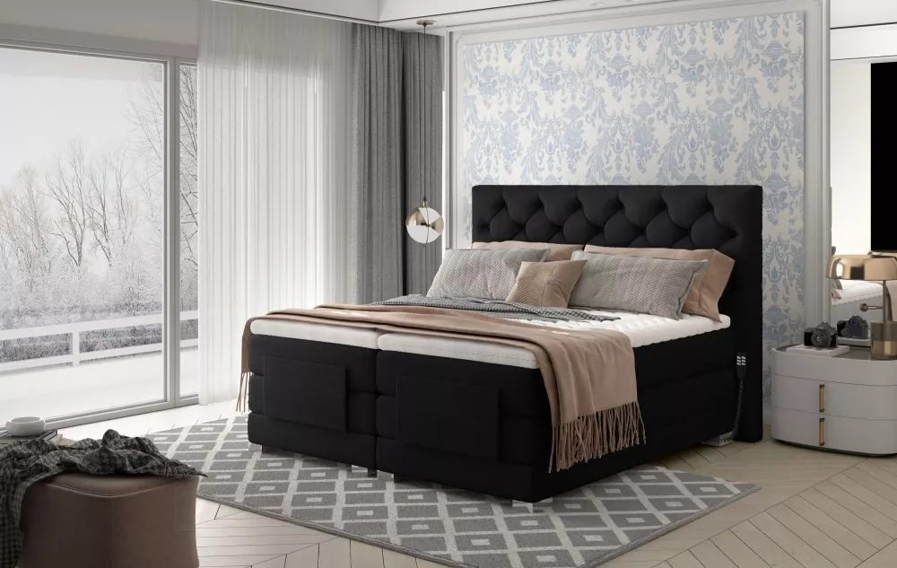 Gulta Clover Electric Boxspring Lux standard Guļamvietas platums: 140 cm, Guļamvietas garums: 200 cm, · Melns · 158 × 21