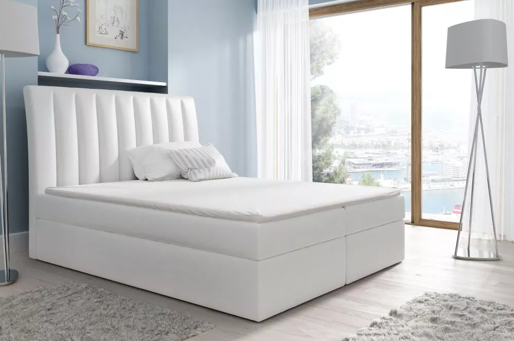 Gulta Nero Boxspring Standard Guļamvietas platums: 180 cm, Guļamvietas garums: 200 cm, · Balts · 180 × 217 × 123 cm