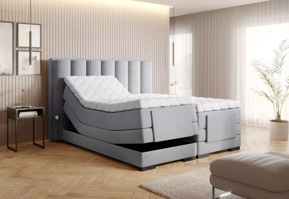 Gulta Veros Electric Boxspring Standard Guļamvietas platums: 140 cm, Guļamvietas garums: 200 cm, · Gaiši pelēks · 158 × 