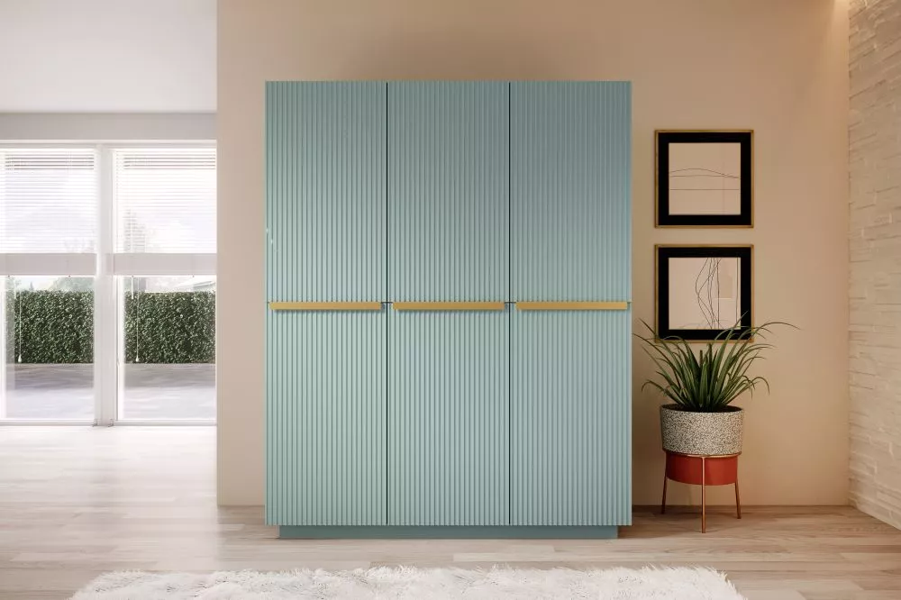 Skapis Nicole SZ150 3D Gold C · Gaiši zils · 150 × 62 × 207 cm