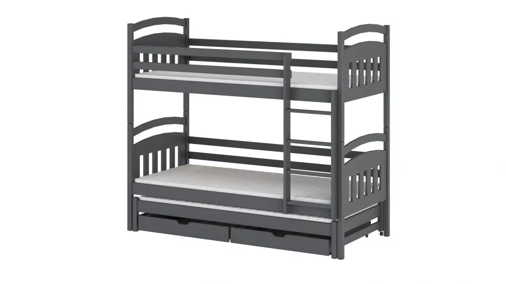 Bērnu gulta Alan L ar stelāžam Guļamvietas platums: 90 cm, Guļamvietas garums: 200 cm, · Grafīts · 97 × 208 × 164 cm