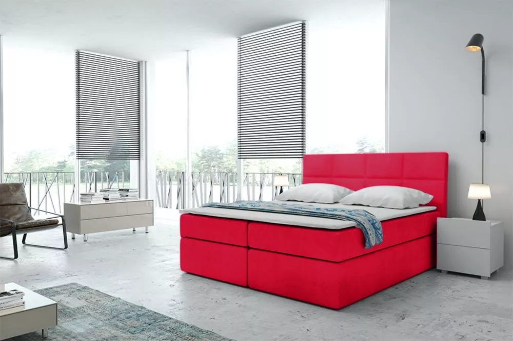 Gulta Boxspring 57 standard Guļamvietas platums: 160 cm, Guļamvietas garums: 200 cm, · Sarkans · 161 × 210 × 122 cm