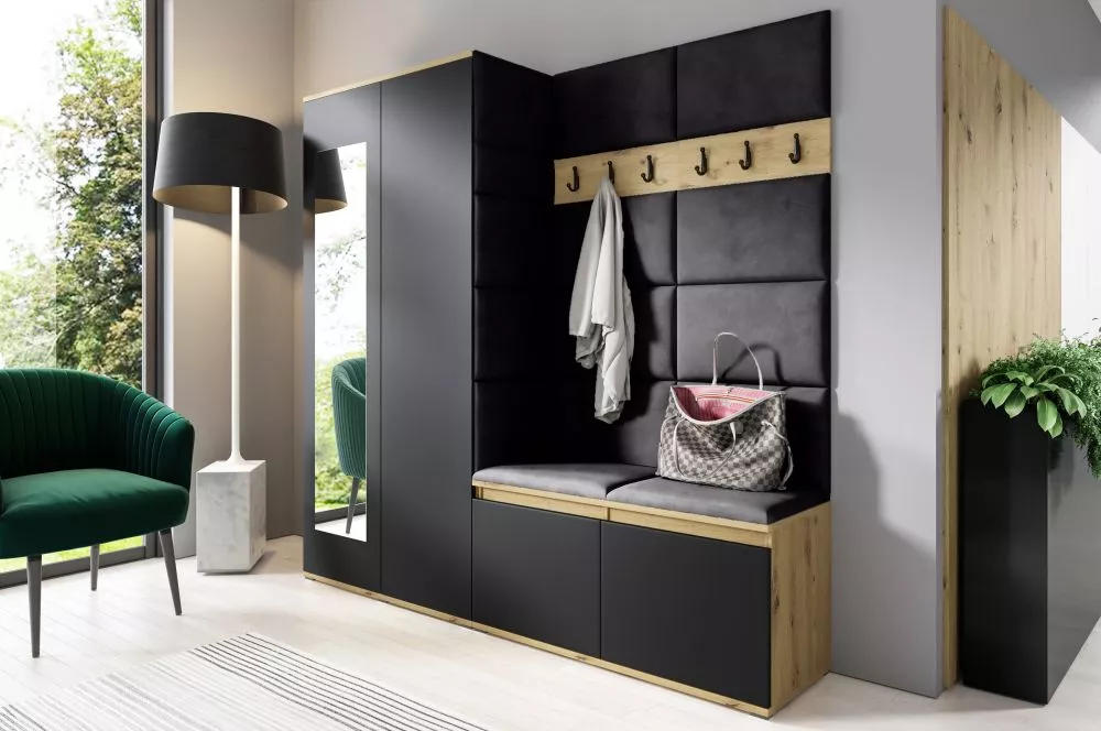 Apavu plaukts Emi 8 Trinity Korpusa krāsa: ozols artisan + melns, · 190 × 185 × 40 cm