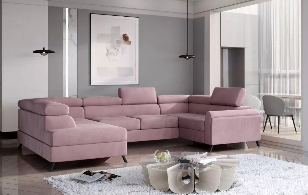 Dīvāns Escada Premium standard · Rozā · 200 × 336 × 76 cm