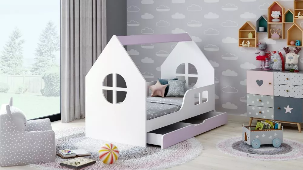 Bērnu gulta House 7 Comfort ar stelāžu Guļamvietas platums: 80 cm, Guļamvietas garums: 160 cm, · 84.5 × 165 × 120 cm