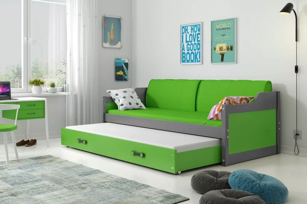 Bērnu gulta Dawid Trundle Graphite ar stelāžu Guļamvietas platums: 90 cm, Guļamvietas garums: 200 cm, · 97 × 205 × 90 cm